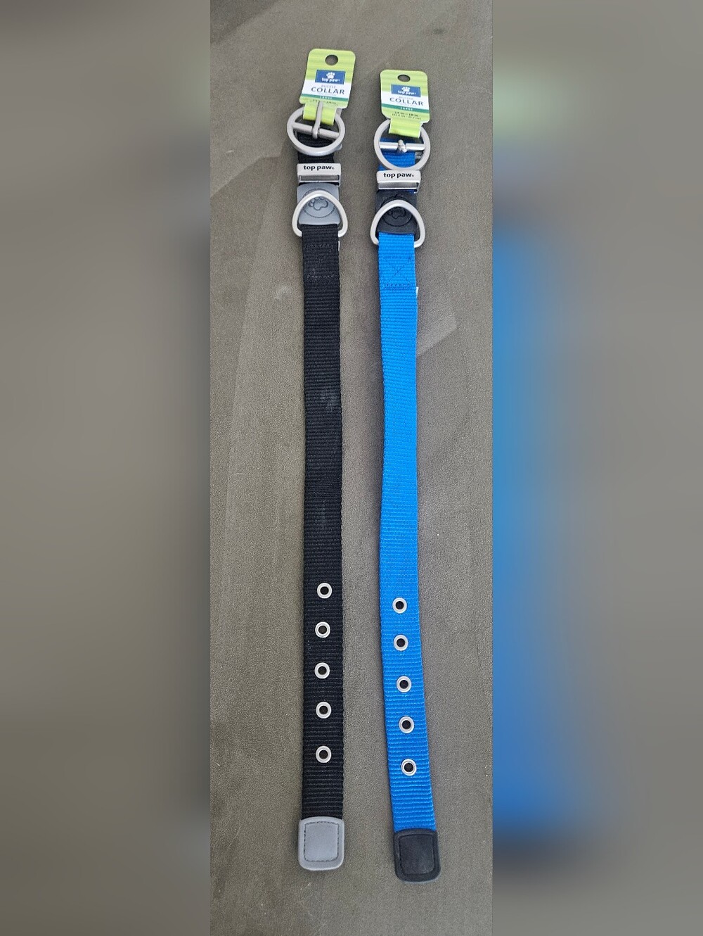 Top Paw Black and Bright Blue Nylon Dog Collars - Twin Pack Size Large 14" - 18"
